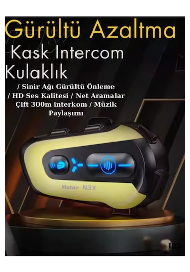 N-3x Intercom 3 Kişi Bağlantılı 1000mah Motosiklet Kulaklık