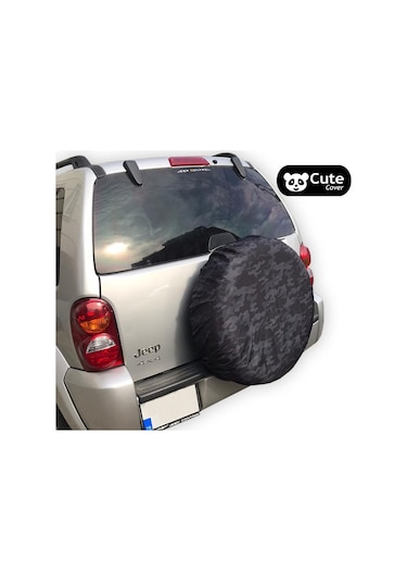 Cute Cover Kamuflaj Stepne Kılıfı Lastik Koruyucu Gri Sarı N11.38