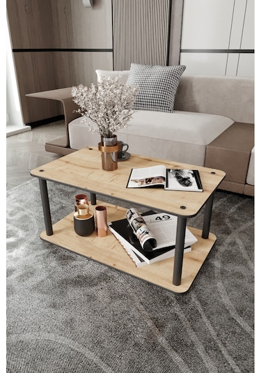 Dekoratif Mdf Masivo Orta Sehpa 70x42 Dikdörtgen Safir Meşe Meşe