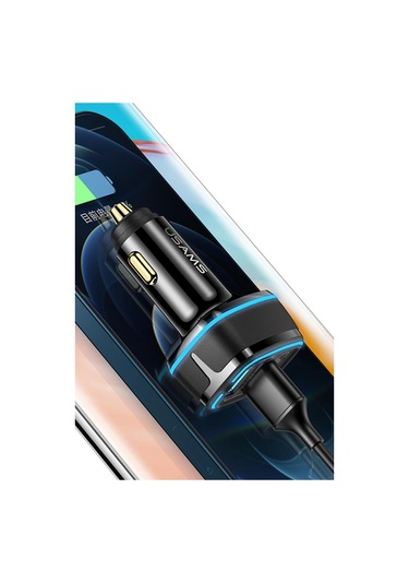 Usams US-CC126 PD Type-C + 2XUSB-A 80W Çakmaklık Hızlı Şarj Cihazı