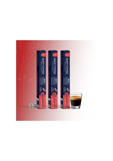 Nish Coffee Kapsül Kahve 10 Ristretto 3'lü Set Nespresso Uyumlu -30 Adet Kapsül Kahve