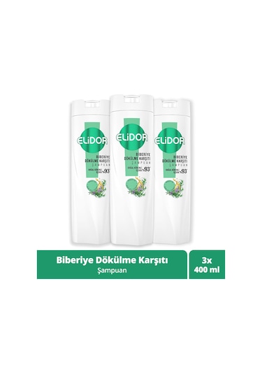 Elidor Biberiye Dökülme Karşıtı Şampuan 3 x 400 ML
