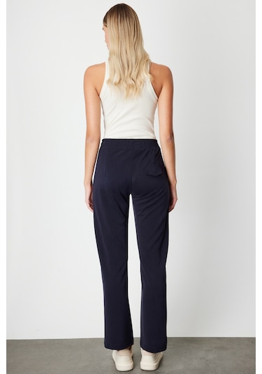 On Kadın Cebi Düğme Detaylı Eşofman Altı 66107 Lacivert Lacivert