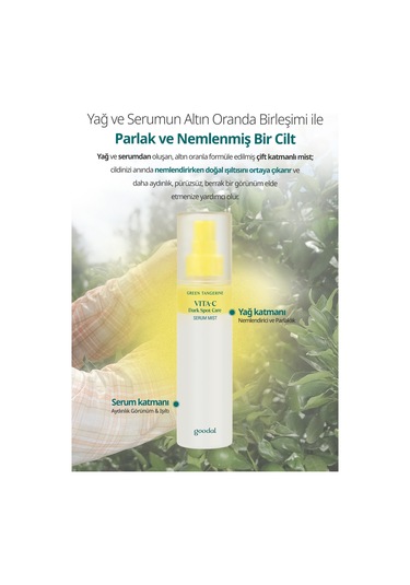 Yeşil Mandalina Özlü, Aydınlatıcı, Leke Karşıtı Serum Mist Goodal Green Tangerine Vita C Serum Mist