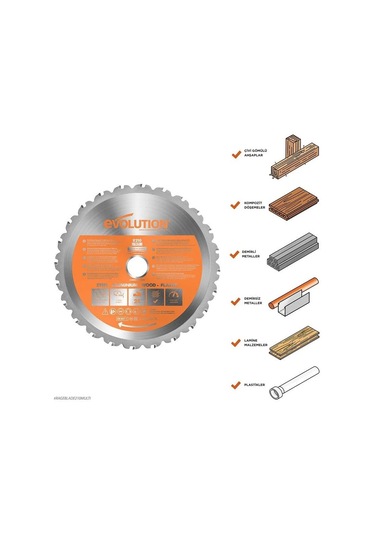 Evolution R210tct-24ms Çoklu Malzeme İçin Daire Testere Bıçağı, 210mm