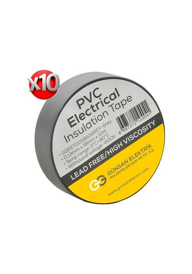 Günsan Gri Elektrik İzolasyon Bandı 10 Adet