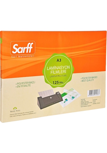 Sarff 125 Mikron A3 Pvc Laminasyon Filmi 100 Lü Paket