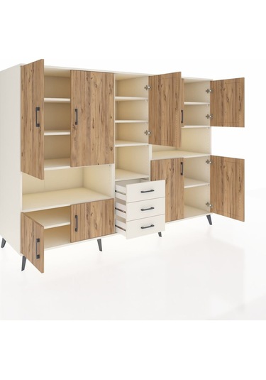Kronos Dolap 13 Raflı 3 Çekmeceli 9 Kapaklı 220x59x163 Aytaşı-çam Aytaşı-çam/aytaşı