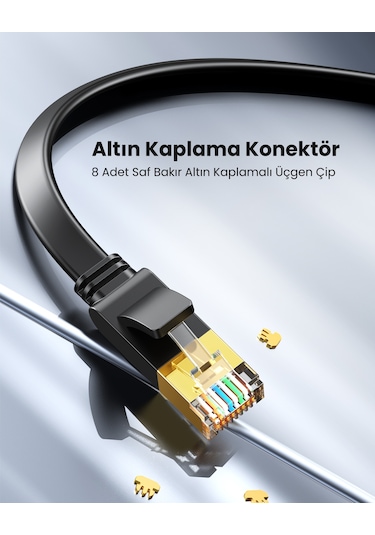 Ugreen Cat7 U/ftp Flat Ethernet Kablosu 3 Metre, 11262