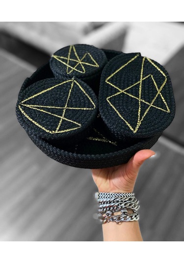 Hasır Sepet, Jüt Ip Sepet, 4'lü Dekoratif Saklama Kutusu, Hediyelik Sepet, Hasır Sunum Tepsi