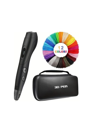 Xuweiwei Setookj Siyah 3d Baskı Kalemi 6 Hız Ayarlı 12 Renkli Pla Filament Dıy El Sanatları İçin