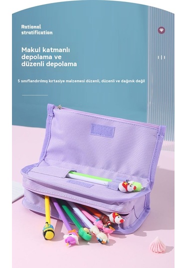 Aurora Pembe Ve Mor Büyük Yıldız Çok Fonksiyonlu Kalemçantası Pembe - Mor