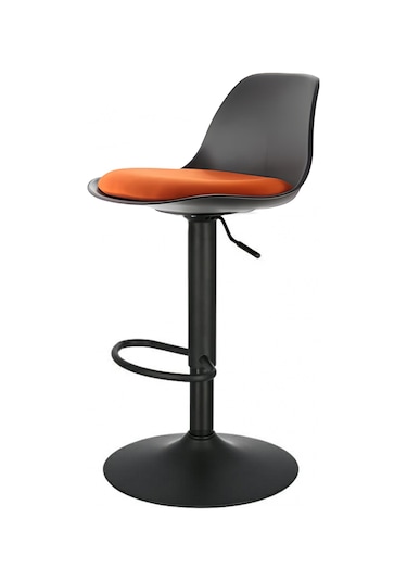 Bürocci Nadya Bar Sandalyesi - Turuncu Deri - Mat Siyah Ayaklı - 9537y0123 Turuncu