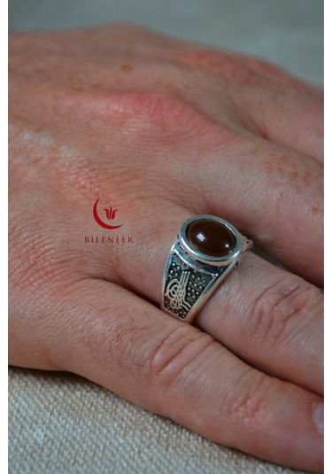 Erkek Tuğra Motifli Taşlı Metal Yüzük Uzun Ömürlü, Şık Tasarım 40 Lı Kutu Gümüş