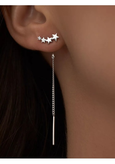 Marıola Uzun Zincirli Küpe 925 Ayar Gümüş Yıldızlar 165157468 Diğer