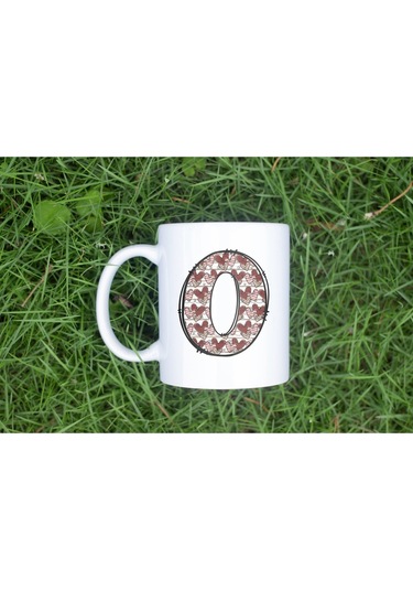 O Harfi Aşk Temalı Kupa - Kalp Desenli Kişiye Özel Romantik Sevgililer Günü Kahve Kupası Beyaz
