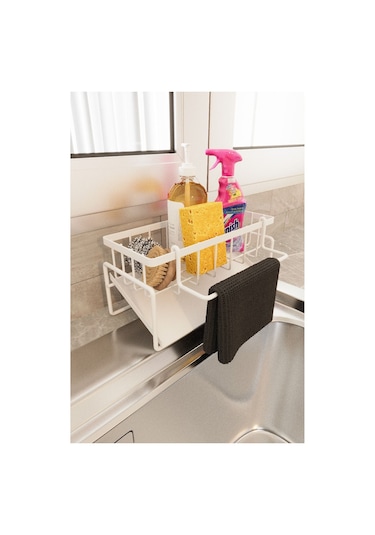 Suntel Tezgah Üstü Sıvı Sabunluk Ve Süngerlik Beyaz