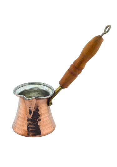 Ludıa Ahşap Saplı El Yapımı Dövme Bakır Cezve No2 Kahve Cezvesi