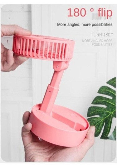 Usb Şarj El Küçük Fan Taşınabilir Açık Mini Yaratıcı Masaüstü Ofis Katlanır Teleskopik Fan Hayranları 8777 Pembe