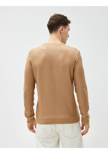 Koton Triko Kazak Baklava Desenli Uzun Kollu Bisiklet Yaka Deve Tüyü 4wam70067ht 4WAM70067HT100 Taba