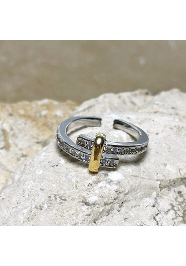 Silver Gold Sarmalı Harman Yüzük Çok Renkli