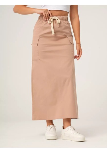Sulush Pamuklu Maxi Kargo Etek 153321531 Bej