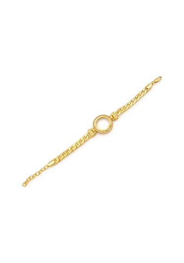 Altın Kaplama İmitasyon Zirkon Taşlı Figaro Desenli Çeyrek Çerçeve Bileklik Blk-1171 Altın