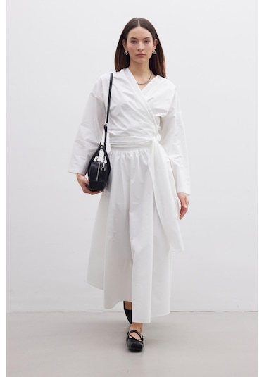 Manuka Volanlı Premıum Etek Ekru