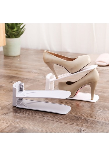 Sones Çift Katmanlı Ayarlanabilir Ayakkabı Askısı Ev Tipi Toz Geçirmez Ayakkabı Saklama Rafı Pembe Pembe