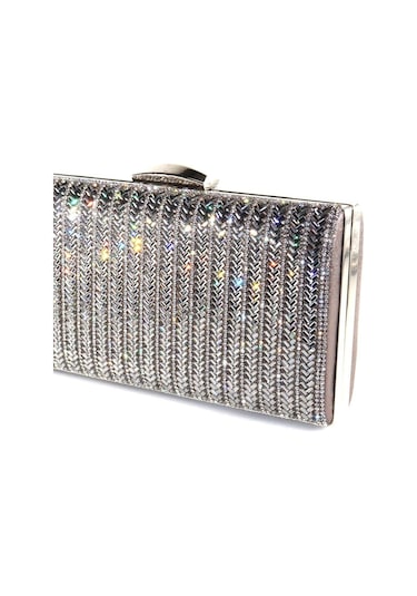 Cam Taşlı Platin Abiye Çanta. Platin Abiye Çanta. Kadın Taşlı Platin Abiye Çanta. Gece çantası