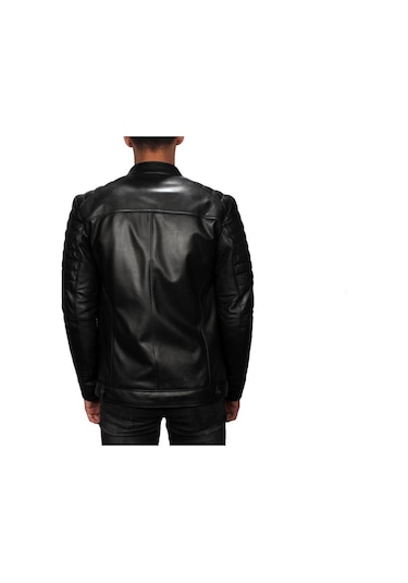 Adrian Erkek Siyah Hakiki % 100 Deri Mont Kuzu Derisi