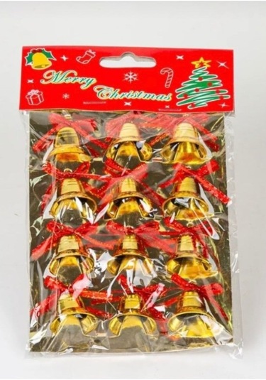 3 Lü Yılbaşı Seti 12'li Çam Ağacı Çan 12 Li Gold Yılbaşı Ç.ağacı Topu 12'li Mini Hediye Paketi Süsü Çoklu Renk