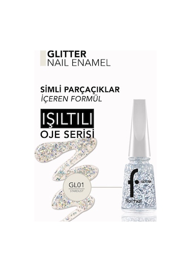 Flormar Glitter Yarı Transparan Parlak Bitişli Simli Oje GL01