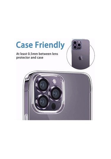Apple Uyumlu iPhone 14 Pro Max Raze Metal Kamera Lens Koruyucu Derin Mor
