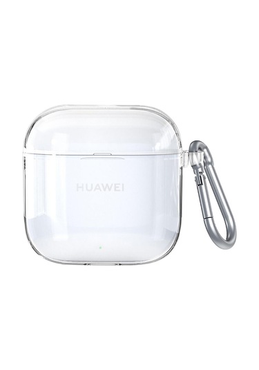 Huawei Freeclip 2 Kulaklık Uyumlu Mat Silikon Kılıf + Kanca Şeffaf