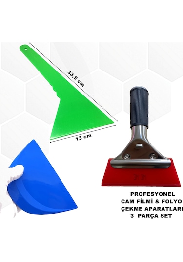 Cam Filmi-Kaput Koruma ve Folyo Çekme Aparatları 3 Prç Set GRP19