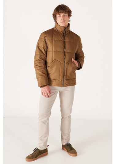 Wrangler Regular Fit Normal Kesim Dik Yaka Kapüşonlu Camel Şişme Mont W232183211 Camel