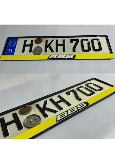 Dekor Araç Plakalığı ''bbs Sarı"desenli Oto Plakalık Plastik 2 Adet