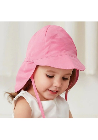 Upf50 + Uv Koruma Cabuk Kuruyan Ayarlanabilir Ince Kumas Bebek Kova Şapka 0-18 Ay Boyun Korumali Pembe