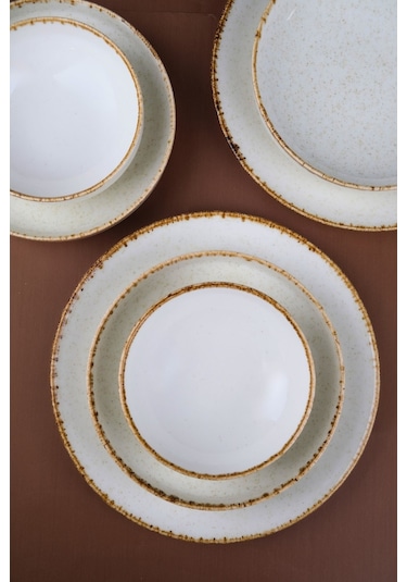 Porser Porselen Sofia Vena Tarçın Yemek Takımı 6 Kişilik 24 Parça S302451103 Ekru