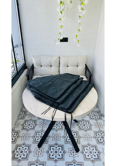 Bahçe Balkon Takımı Minder Kılıf Takımı 4 Adet Antrasit