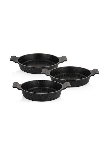 Schafer Trio Döküm Sahan Seti 3'lü Siyah
