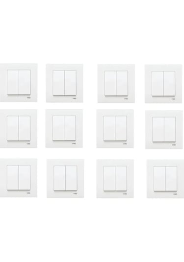 Viko Karre Beyaz İkili Anahtar Komütatör 12 Adet