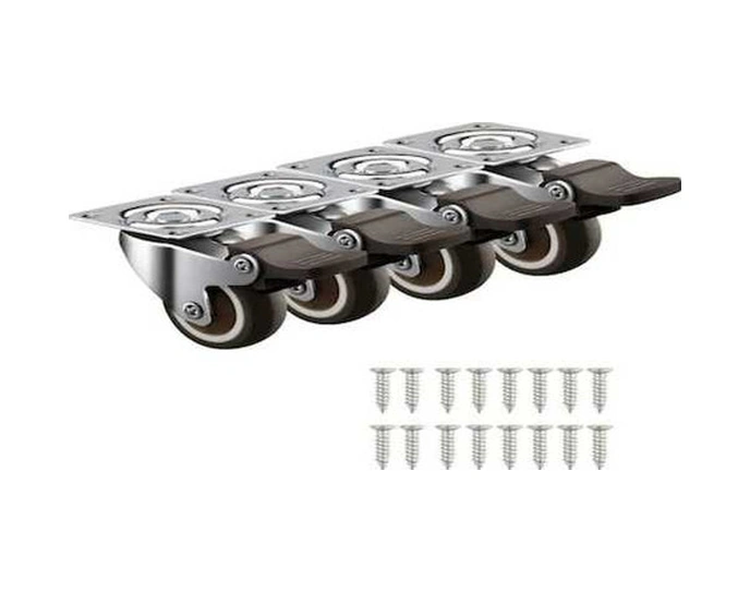 Fastbuy 1.25 4 Adet Frenli Masa Mobilya Tekerlekleri, 360 Derece Dönen Yumuşak Kauçuk, Zemin Koruyucu Sabitlenebilir Tekerlek -