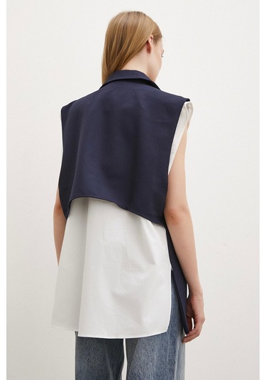 Never More Hakim Yaka Gömlekli Yelek Lacivert Lacivert