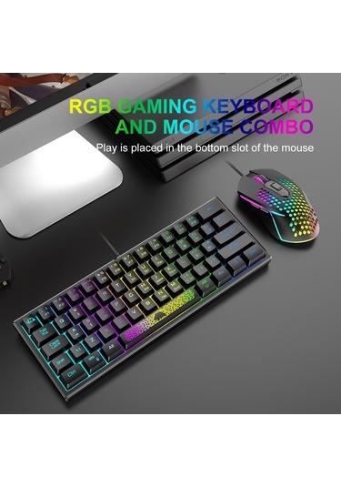 Sones Zıyoulang K61 62 Tuşlu RGB Kablolu Aydınlatmalı Oyuncu Klavye