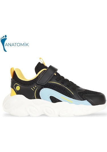 Kidessa 1968 Anatomik Tabanlı Unisex Çocuk Günlük Spor Ayakka Siyah