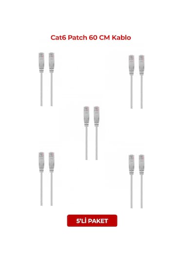 S-lınk Sl-cat605, Cat6, Patch, 5mt, Kablo Gri 5li Paket