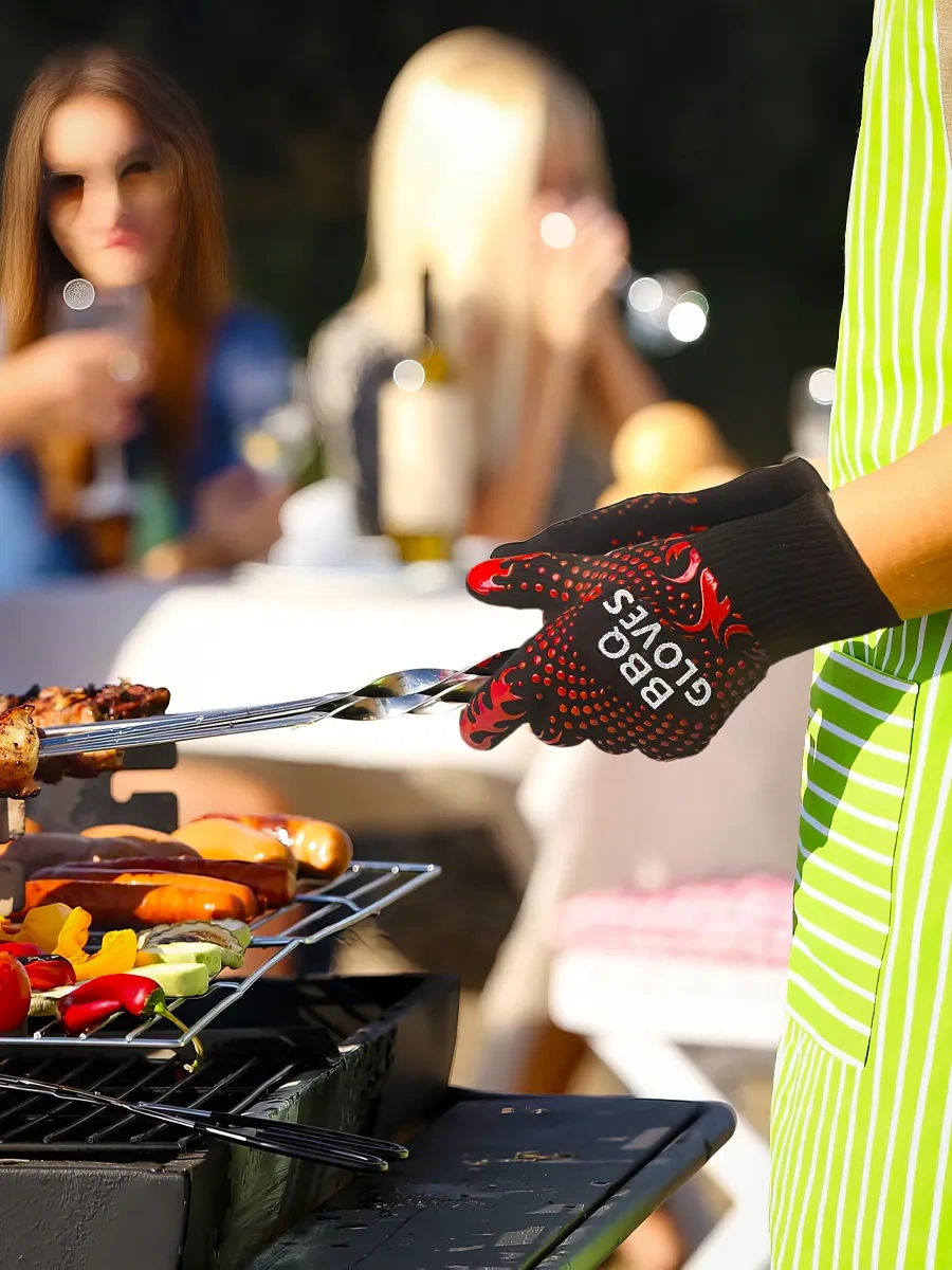 Urm Barbekü Ve Izgara İçin Ateşe Dayanıklı, Çift Katmanlı Eldivenler 144276881