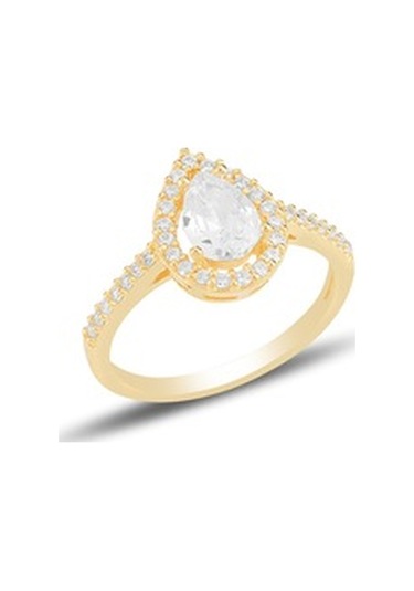 Gümüş Altın Yaldızlı Zirkon Taşlı Damla Modeli Üçlü Set